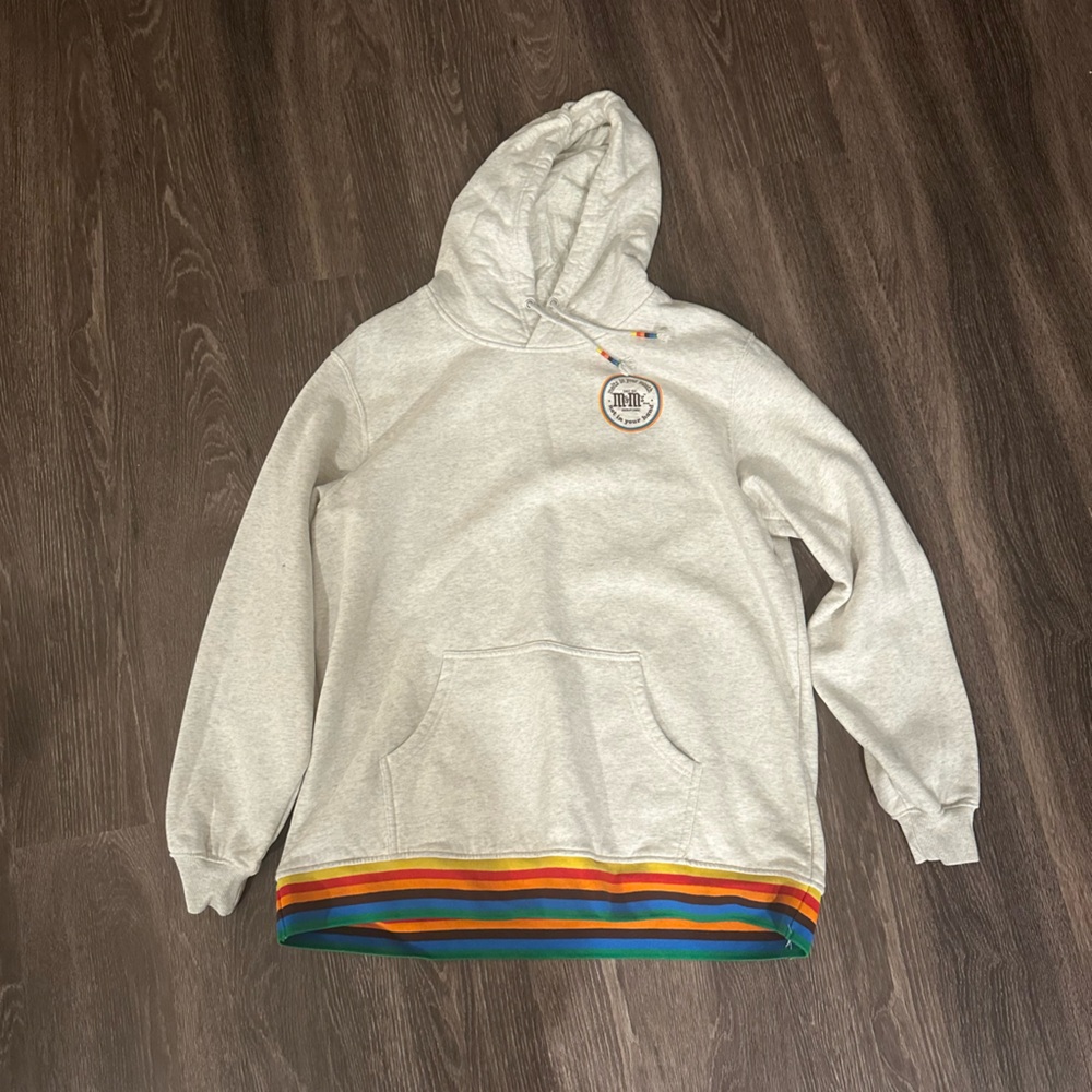 M&M'S Gray Hoodie with Rainbow Stripes
